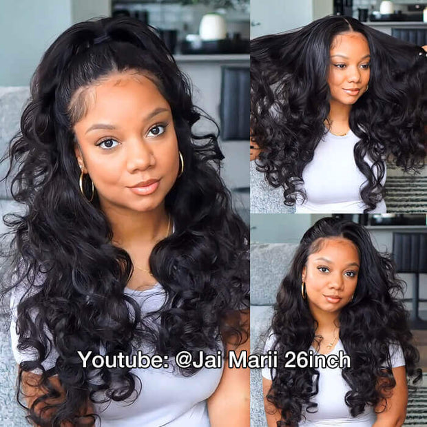 Full 13x6 Lace Frontal Wig Skin Melt HD Lace Wig Body Wave Pre Plucked & Bleached Glueless Wig