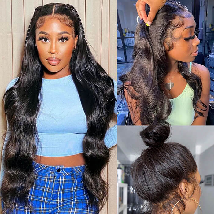 Hermosa Body Wave Invisible-String Snug Fit 360 Lace Frontal Wigs Pre Plucked Undetectable Lace Wigs