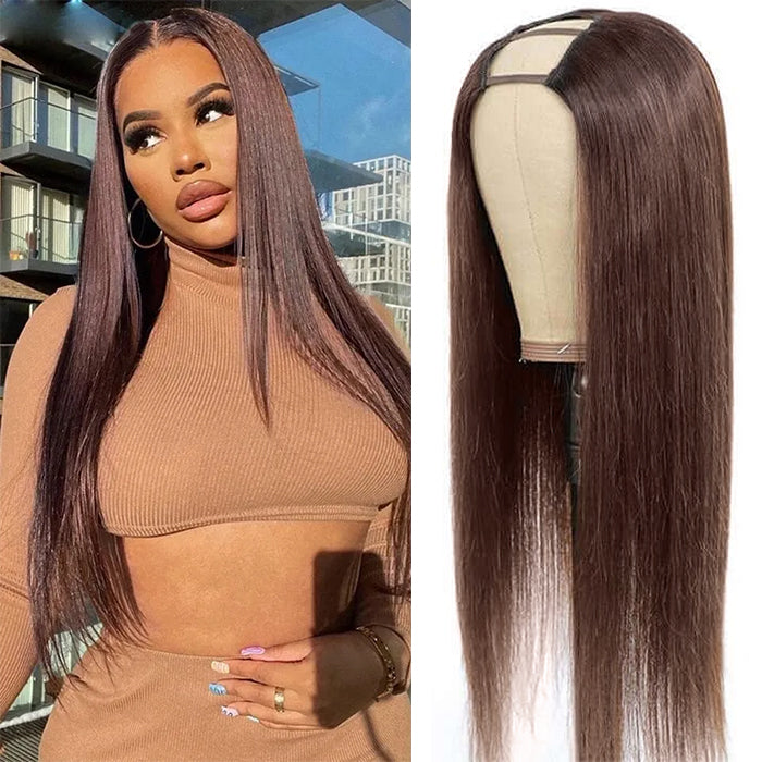 CHOCOLATE BROWN NATURAL HAIR TEXTURED U-PART WIG cheapest // INSTRUCTIONS