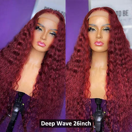 13x6 HD Lace Front Wig Human Hair Wigs 99J Burgundy Pre-Plucked Remy Human Hair Deep Part Wigs