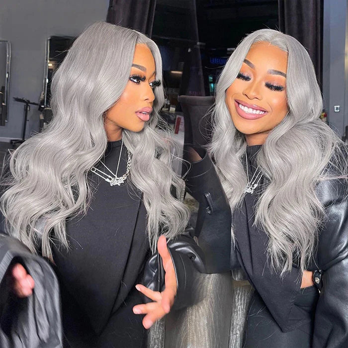 Grey wig front lace best sale