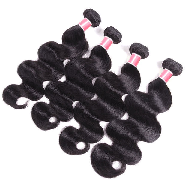 Brazilian Body Wave 4 Bundles with 13*4 Lace Frontal Virgin Human Hair