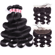 Brazilian Body Wave 4 Bundles with 13*4 Lace Frontal Virgin Human Hair