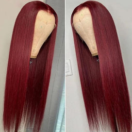 13x6 HD Lace Front Wig Human Hair Wigs 99J Burgundy Pre-Plucked Remy Human Hair Deep Part Wigs