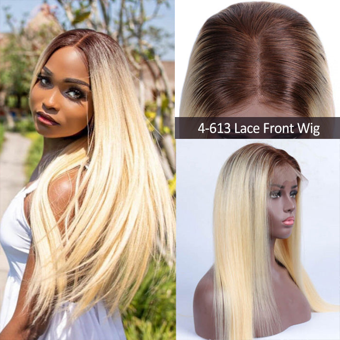 613 Blonde Wig with Brown Roots Ombre 4 613 Color 13x4 HD Lace Front H Hermosa Hair